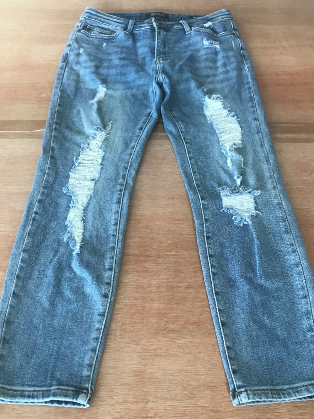 Judy Blue Relaxed Fit Jeans Women 9/29 Blue Distressed Mid Rise Medium Wash 2018